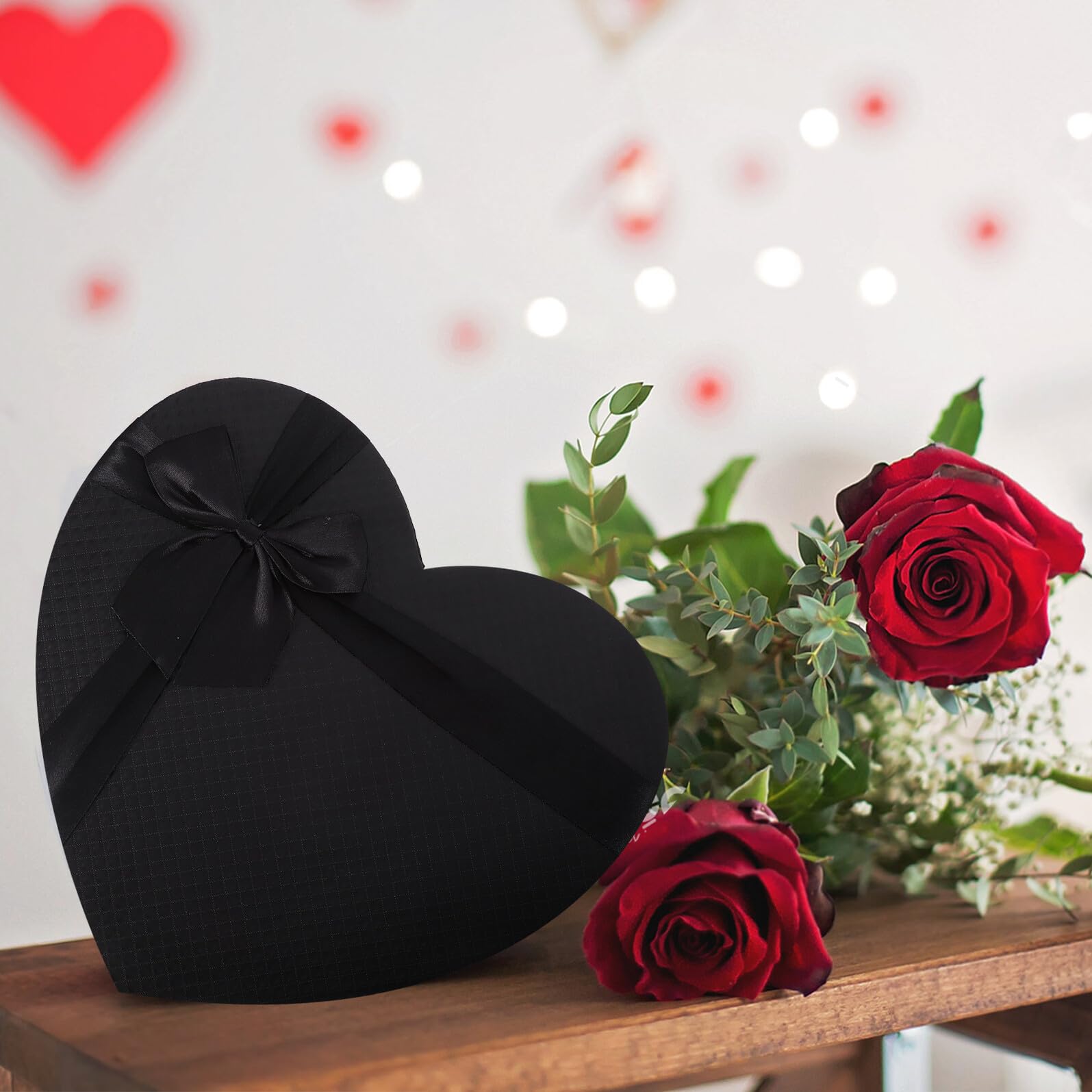 Garneck 3 Stück Herzförmige Geschenkboxen Valentinsherz Kasten aus Stabilem Karton in Schwarz Leere Pralinen und Blumenschachteln für Valentinstag Geburtstag und Besondere Anlässe