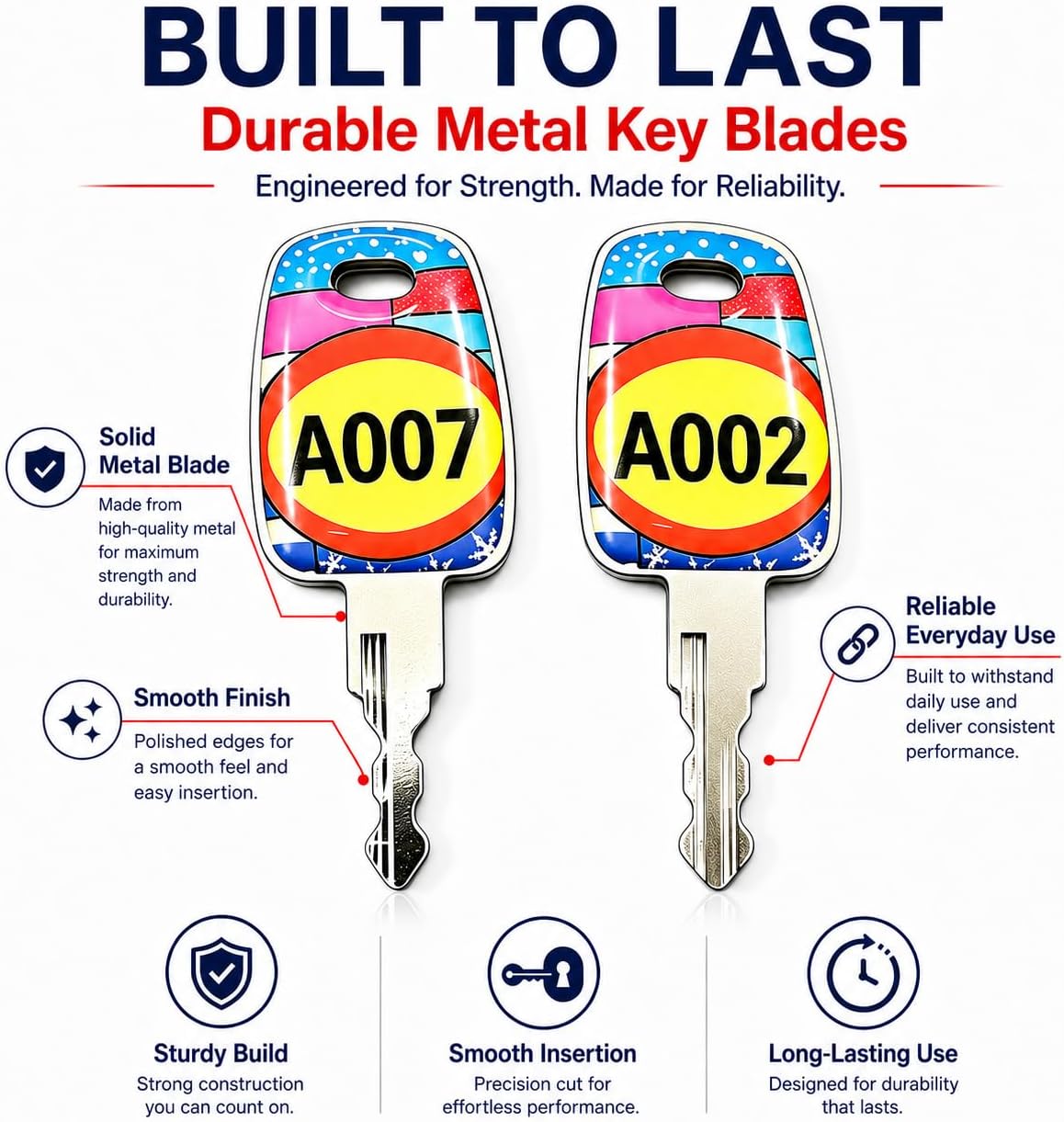 2 Pack Luggage Keys, Large Easy-to-Read Numbers, Compatible with 007 02 Travel Locks
