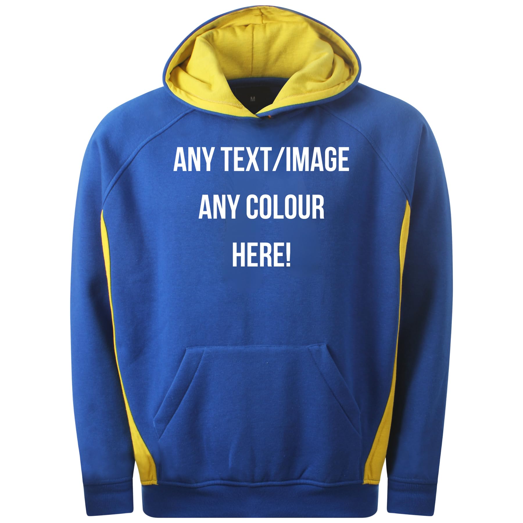 Style It Up Personalised Unisex Hooded Pullover Plain Soft Fleece Hoodie (ROYAL-YELLOW, 3XL)