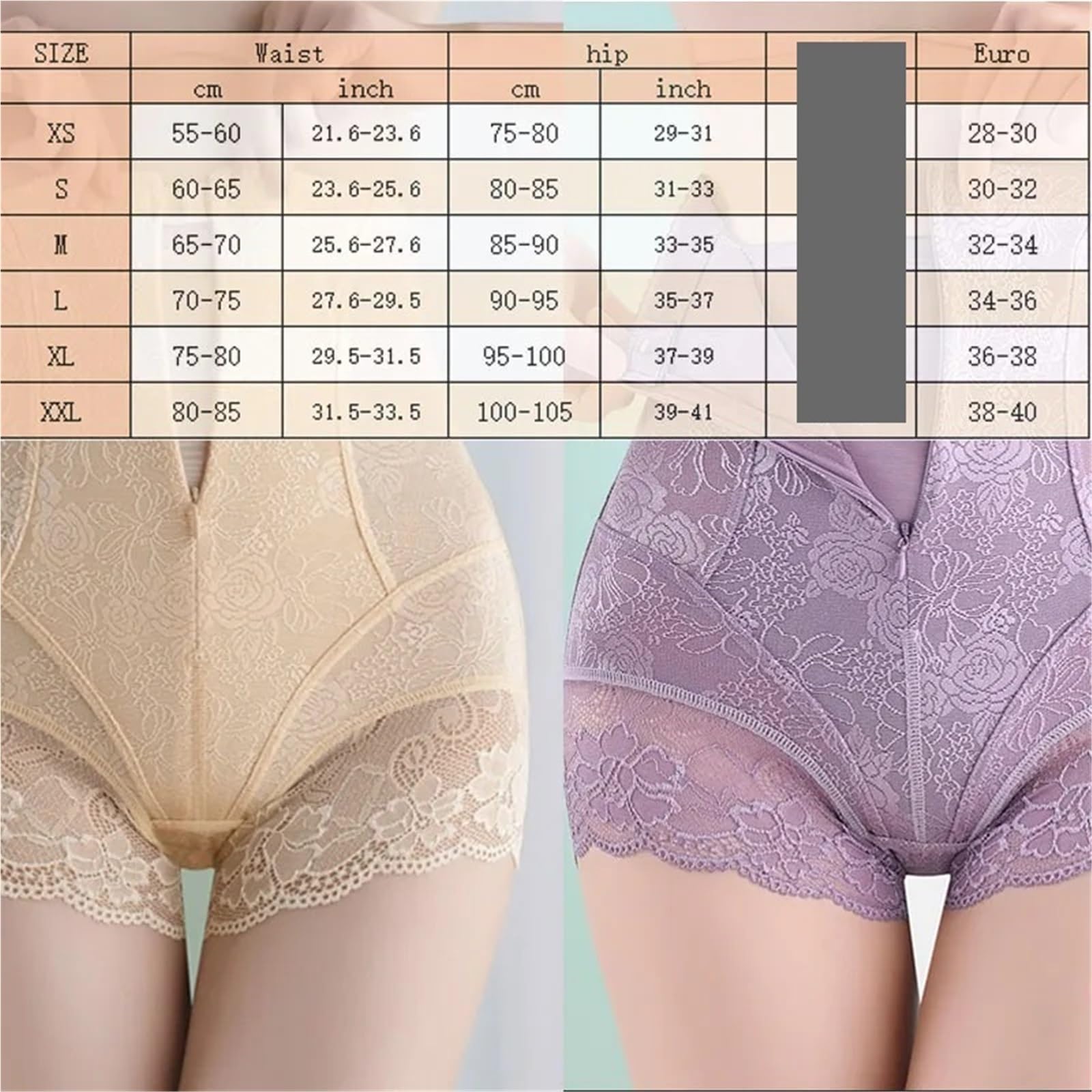 2 uds Gancho Cierre de Cremallera Encaje Cintura Alta Control Barriga Shapewear Panty Invisible Adelgazante Moldeador Mujer Ropa Interior Shaper