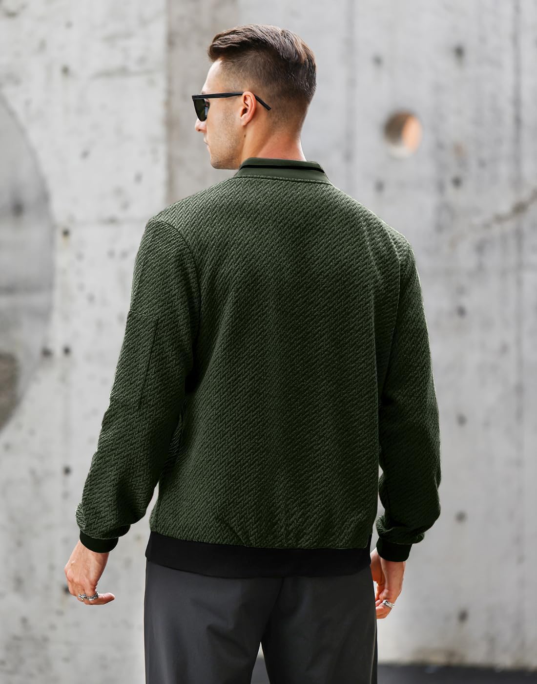 Mens Casual Jacket Loose Fit Lightweight Jacket Varsity Bomber Jacket with Zipper - Image 3