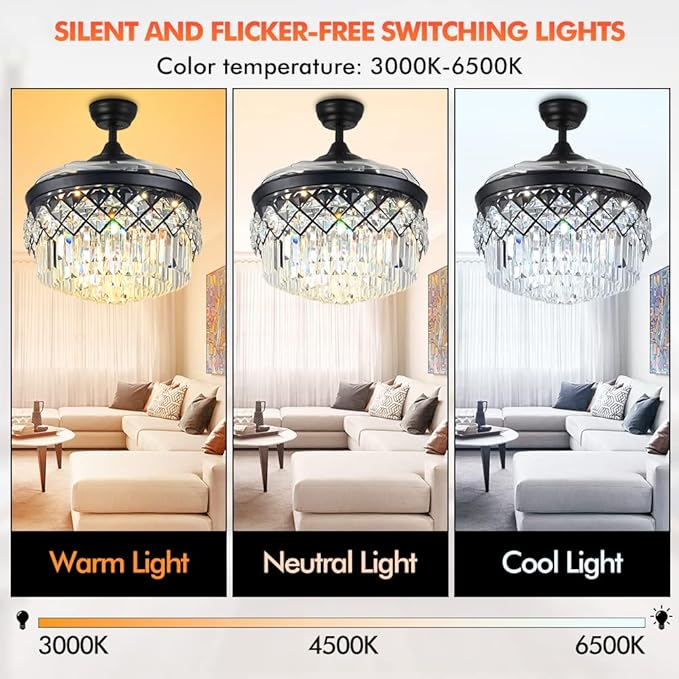 Ventilador de Techo 42" con Luz LED y Control Remoto, 3 Velo miniatura 6