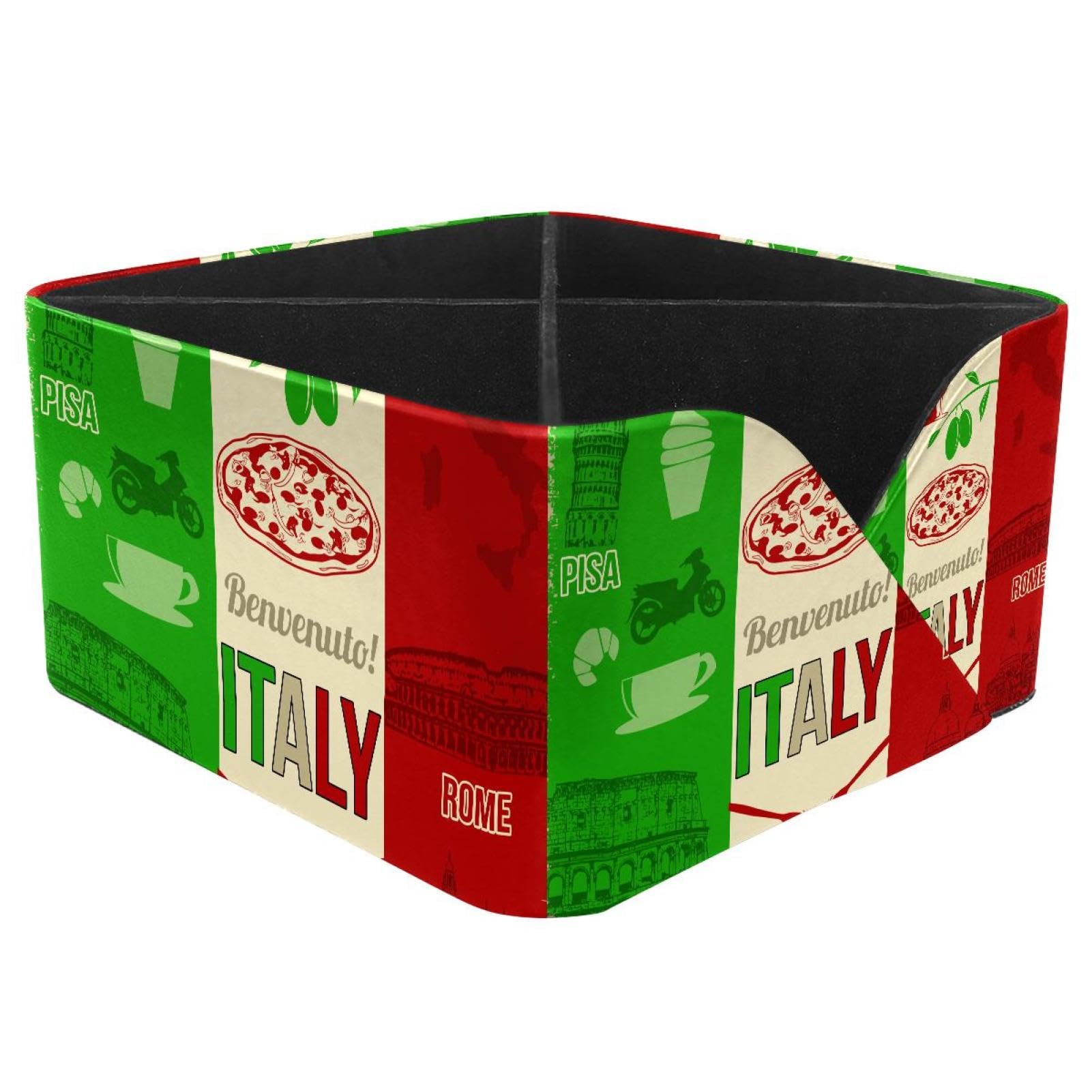 KengjuTesu Italy Food Desktop Organizer Pen Holder, Rectangular Pencil Cup for Office, Study and Makeup Stations