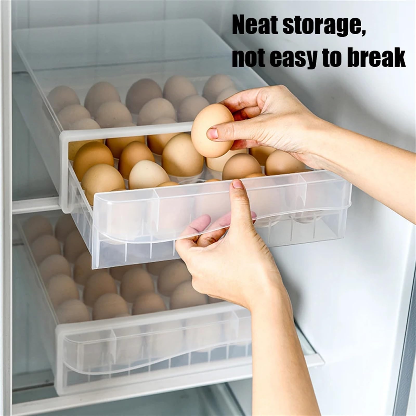 Suministros de Cocina, Soporte Transparente for refrigerador, Organizador de Huevos, Caja de Almacenamiento for Huevos, cajón, Bandeja for Huevos de una/Doble Capa(Single Layer)