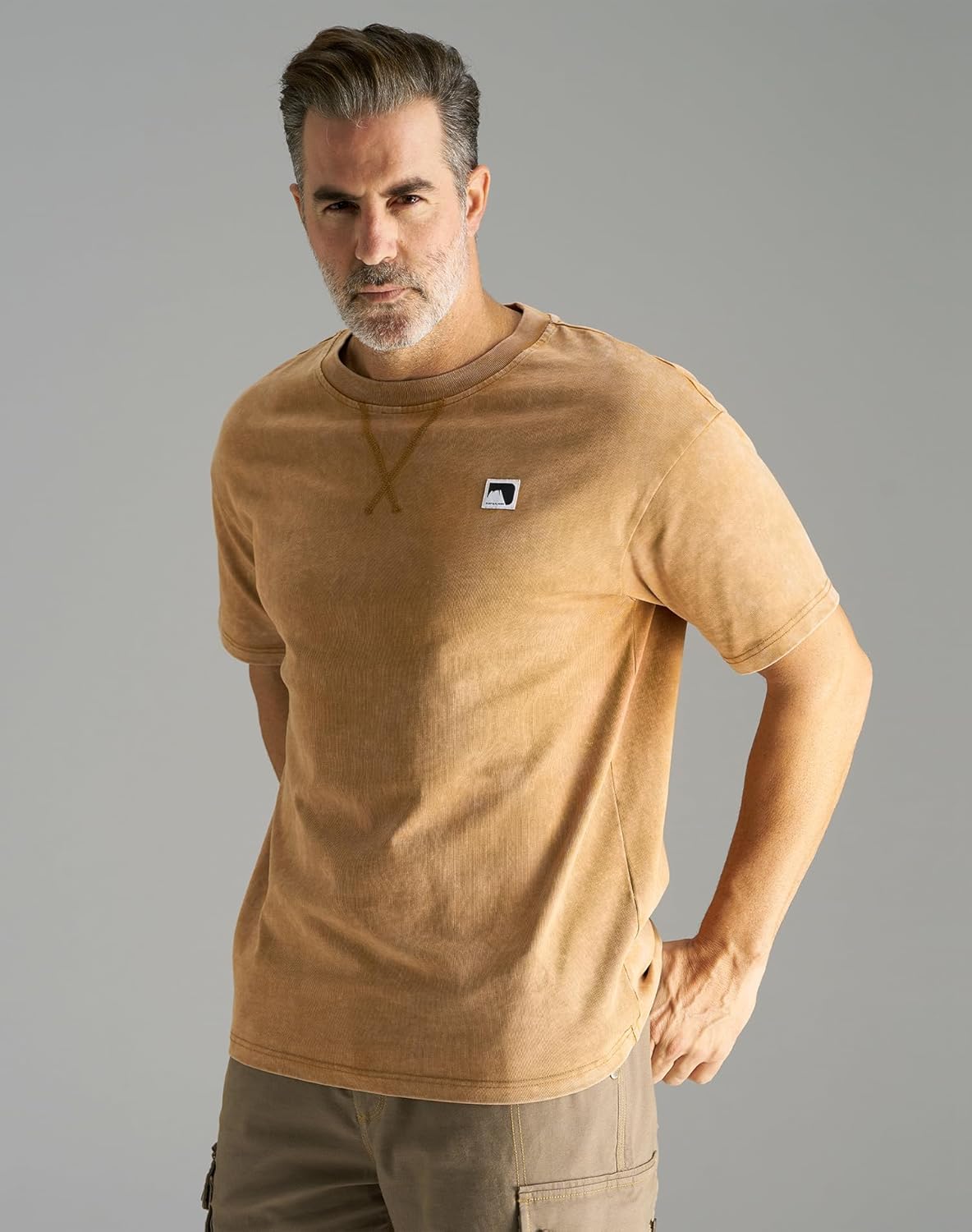 CHRONOLINE Men's Heavyweight T-Shirt Oversized Cotton Vintage Washed Tee Fall Winter Thick Crew Neck Short Sleeve Layered Top - Image 4