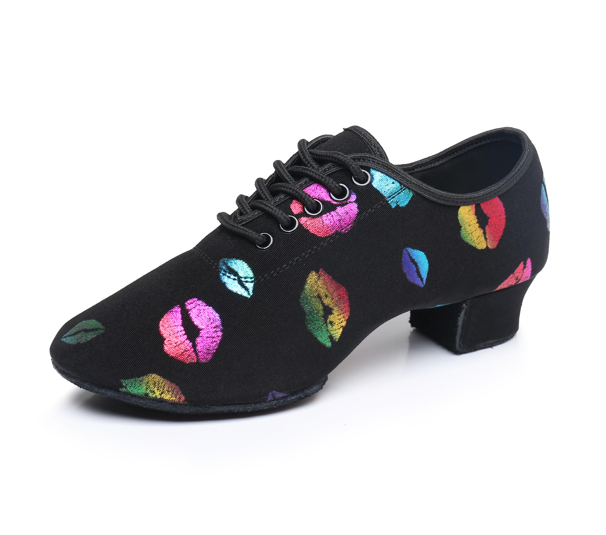 Zapatos de baile para mujer, con labios coloridos, lona, jazz, baile, práctica, enseñanza, ritmo, salsa latina, zapatillas de baile profesionales
