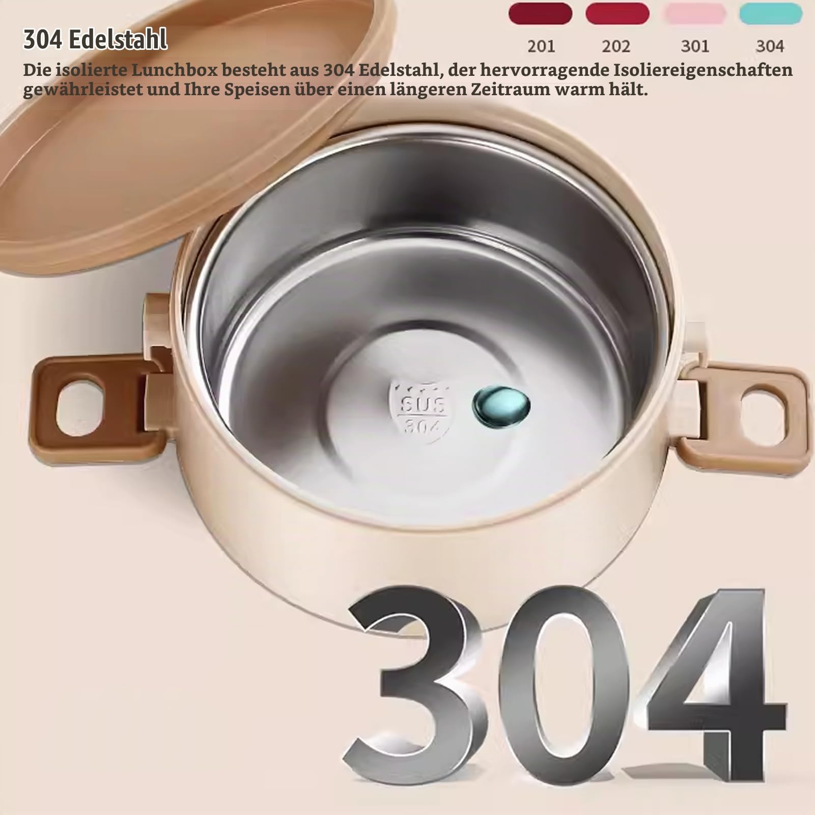 Tragbares, Isoliertes Lebensmittel-Lunchbox-Set, Lunchbox aus Edelstahl für Erwachsene und Kinder, Mikrowellengeeignete, Stapelbare Lunchbox-Behälter (4 Schichten