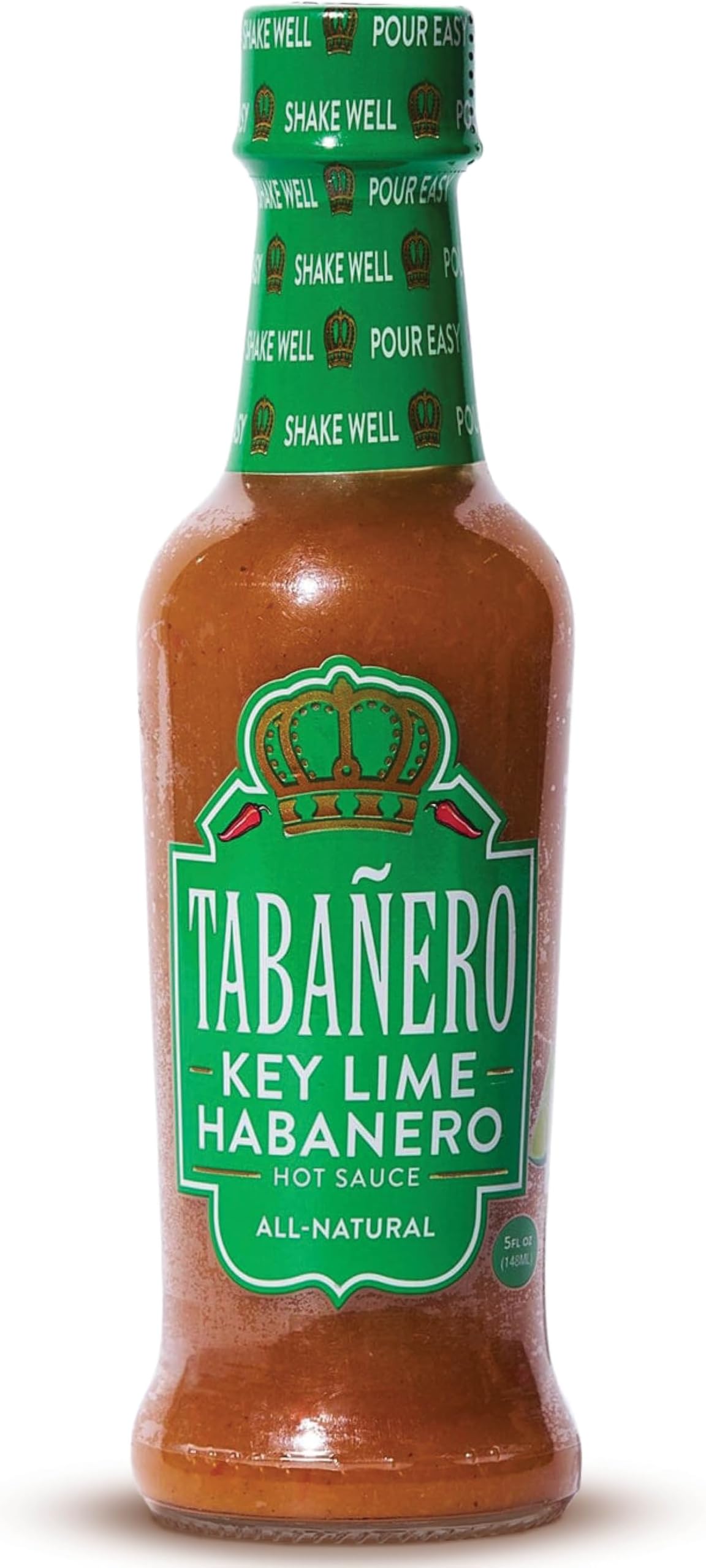 Tabañero Hot Sauce, Key Lime Flavor, 5 oz Small Glass Bottle, Gourmet Habanero Sauce Gift, All Natural, Low Sodium, Made in the USA