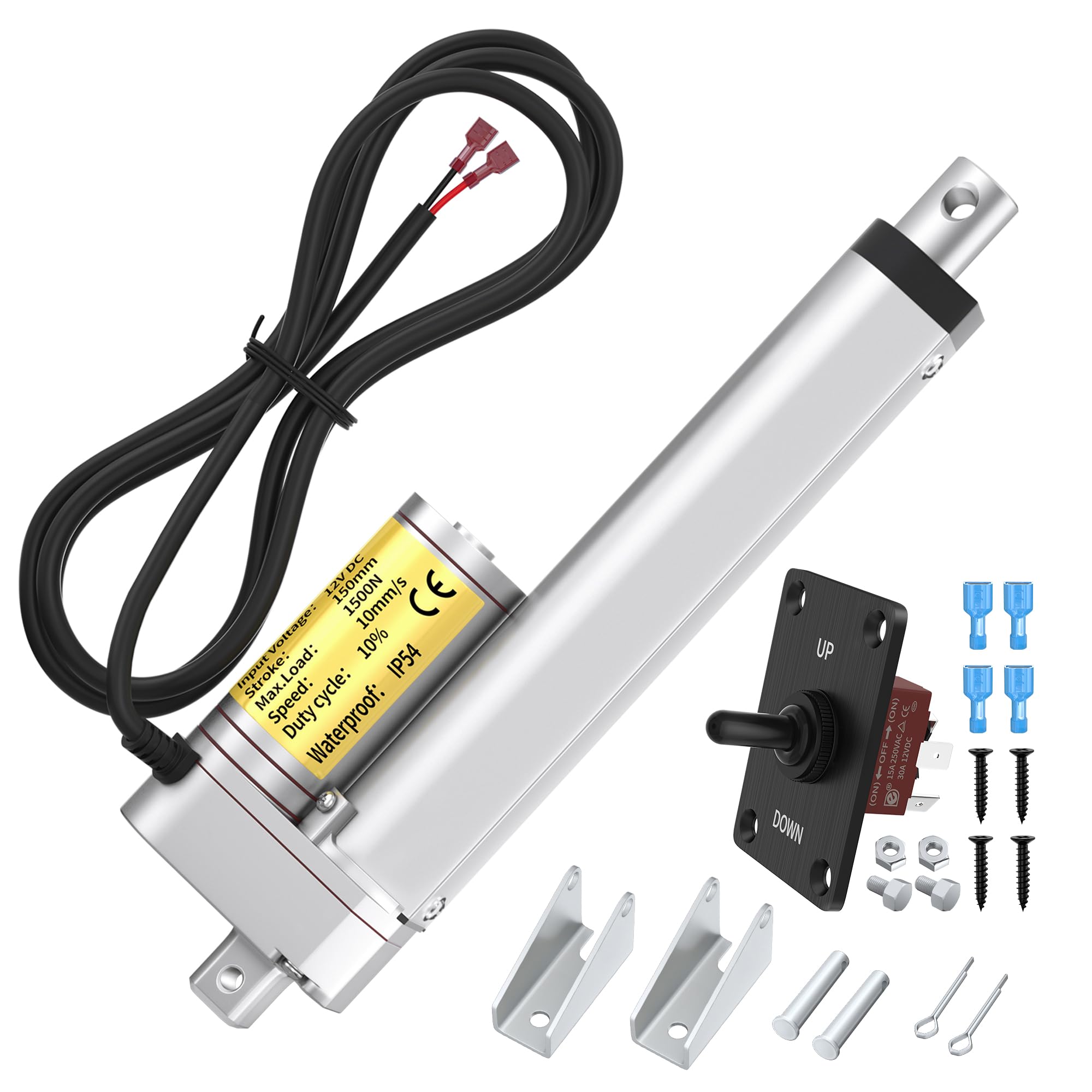 RVMARINEPAT 8 Inch 12v Linear Actuator, 330lb Thrust, High Speed 10mm/s Heavy Duty Linear Motion Actuator 12V with Manual Controller for Industrial Use — Amazon image 11