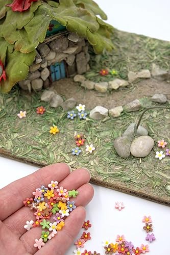 Miniatura 7 de Flores de margarita de micro resina, casa de muñecas, flores de poliresina en miniatura, terrario, jardín zen, jardín de hadas (50 piezas)