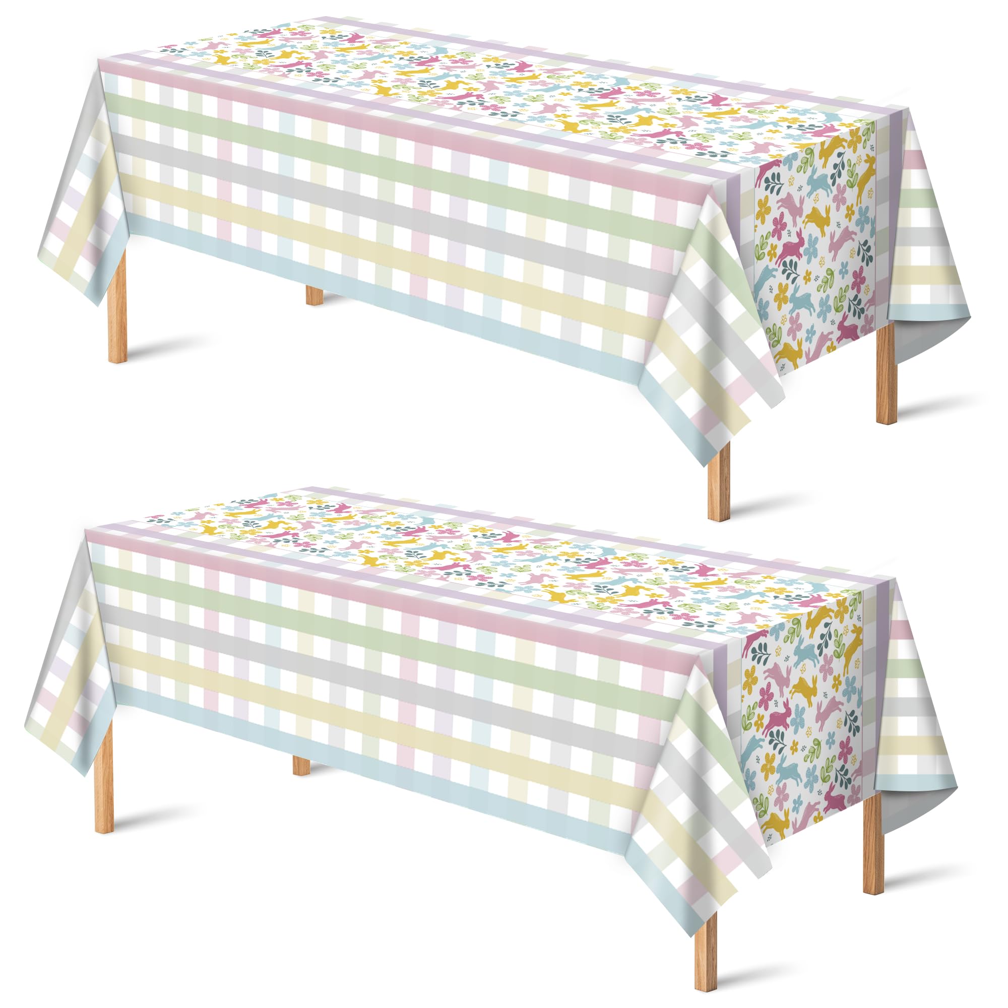 Photo 1 of OHOME Easter Decorations - Rabbit Eggs Disposable Plastic Tablecloth Rectangular | Easter Party Decorations Supplies Favors Indoor Outdoor - Spring Holiday Backdrop Banner Table Cover for Home Kitchen