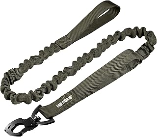 OneTigris Federbelastete Hundeleine 86 cm - 120 cm Führleine Nylon mit Tiger Zahn Metallclip und 2 Weiche Polsterung, Länge - Grün