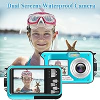Vista 3 de Cámara digital resistente al agua Cámara acuática Full HD 2.7K 48 MP Grabadora de video Selfie doble pantalla 16X zoom digital Linterna cámara
