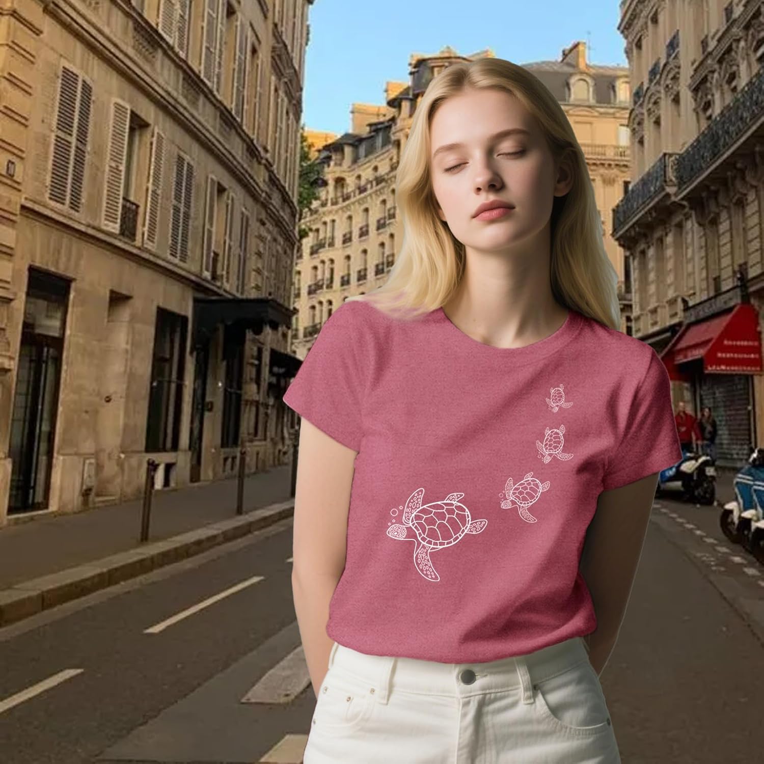 Sea Turtle Shirts for Women Hawaiian Beach Tortoise T-Shirt Vacation Ocean Tee Tops - Image 4