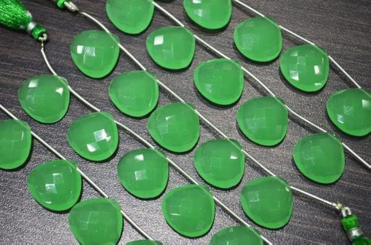 Chryso chalcedony quartz, 4 pierres en cœur facettées de 20mm pour offrir un cadeau fait main