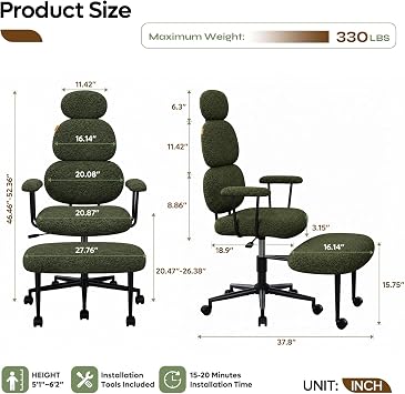 Large High Back Office Chair with Footrest, Cross Legged Office Chair | Ergonomic Swivel Desk Chair for Home Workspace