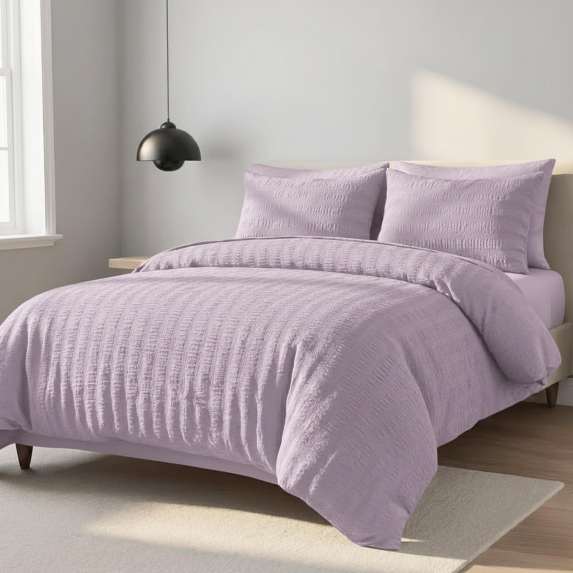 Z&A Homz Z&A Bedding Double Seersucker Duvet Cover Lilac - Breathable & Washable Comforter with Pillowcases - Luxury Soft Brushed Microfiber Quilt Cover - Easy Care Comforter Set — image 1