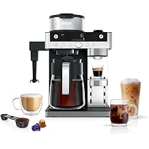 Ninja Prestige CFN802EU 2-in-1 Filter Coffee and Capsule Machine with Integrated Milk Frother for Latte Iced Coffee and Flat White Black