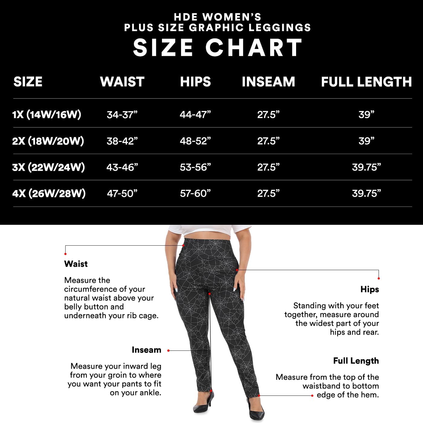 HDE Womens Plus Size Graphic Leggings High Waist Stretch Halloween Costume Full Ankle Length Soft Footless Opaque Tights