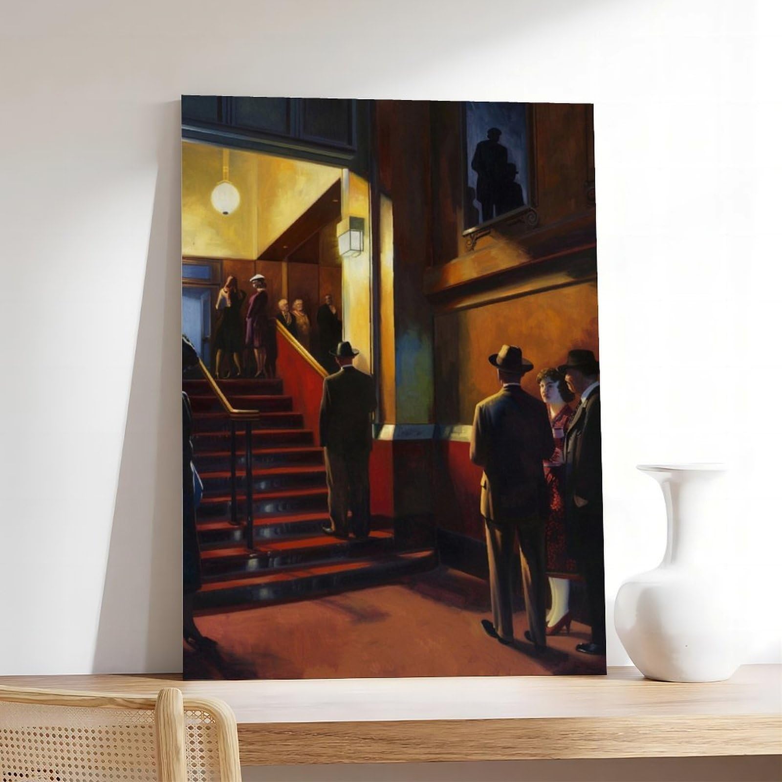PHTHDB Poster su tela con scena del cinema di New York, omaggio a Edward Hopper, decorazione per la casa, idea regalo