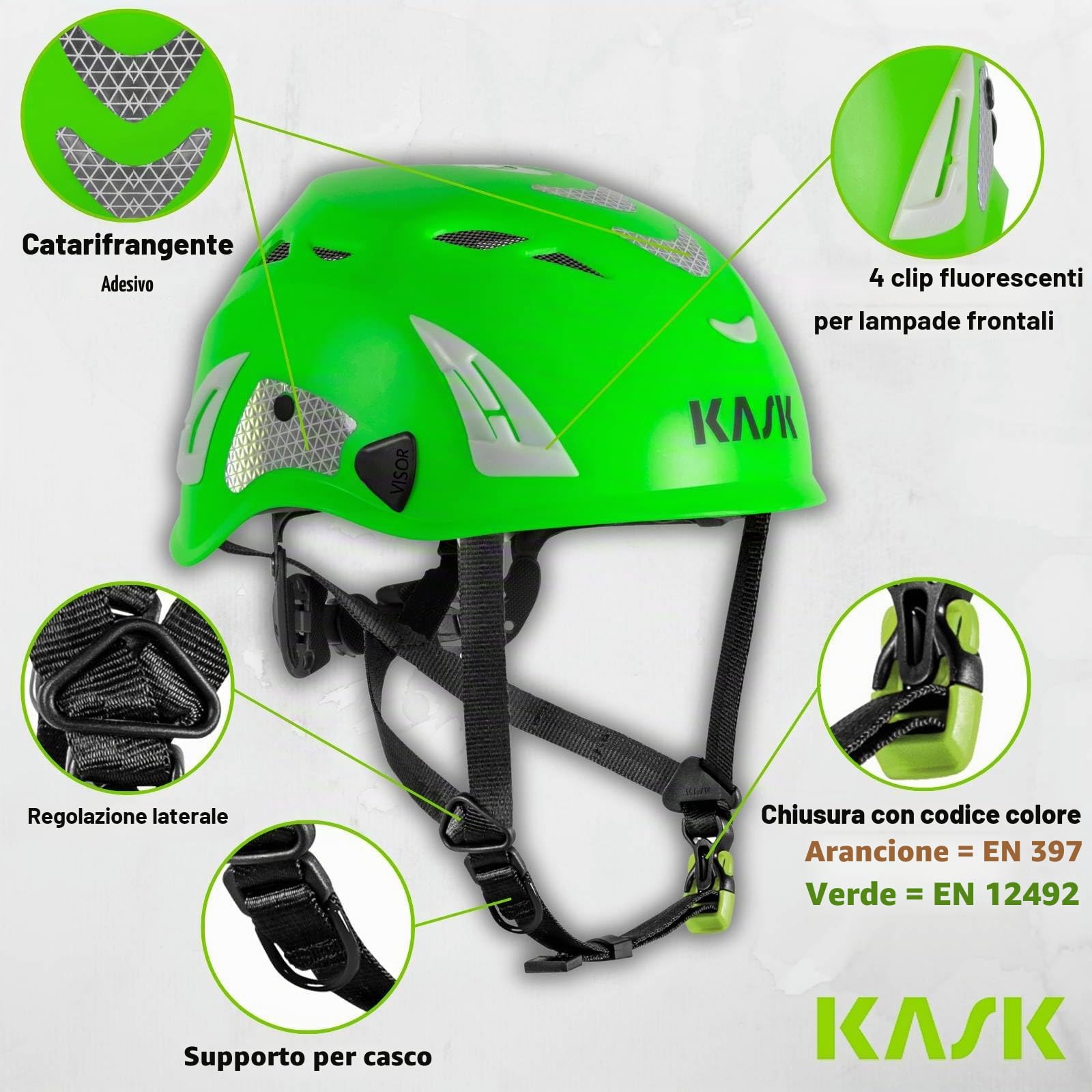 Casco da lavoro KASK SUPERPLASMA PL HI VIZ WHE00109-221 EN 12492 - yellow fluo