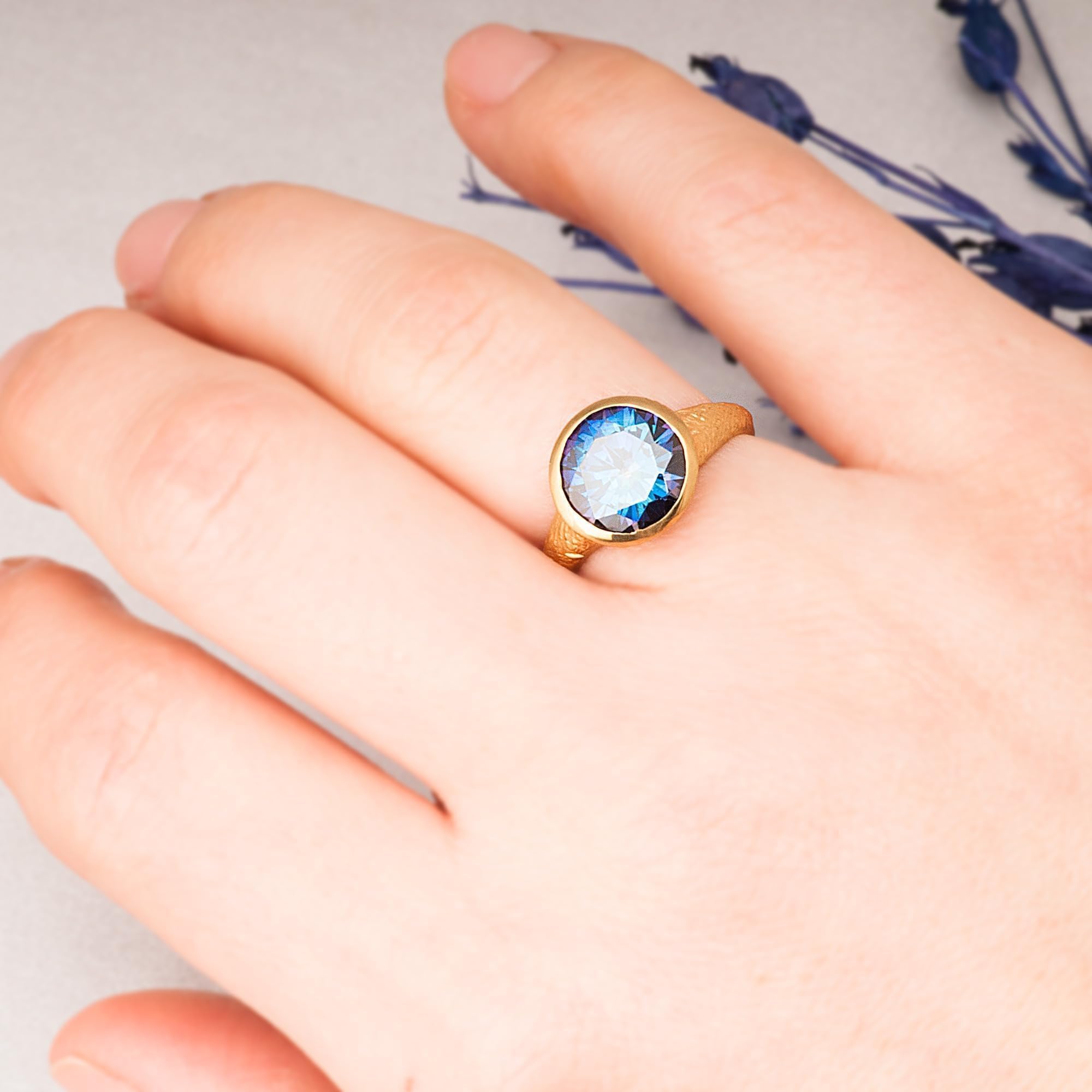 Anillo de topacio místico chapado en oro, anillo de topacio místico multicolor en forma de pera de plata, anillo de plata con piedra de topacio místico, anillo de topacio místico auténtico.