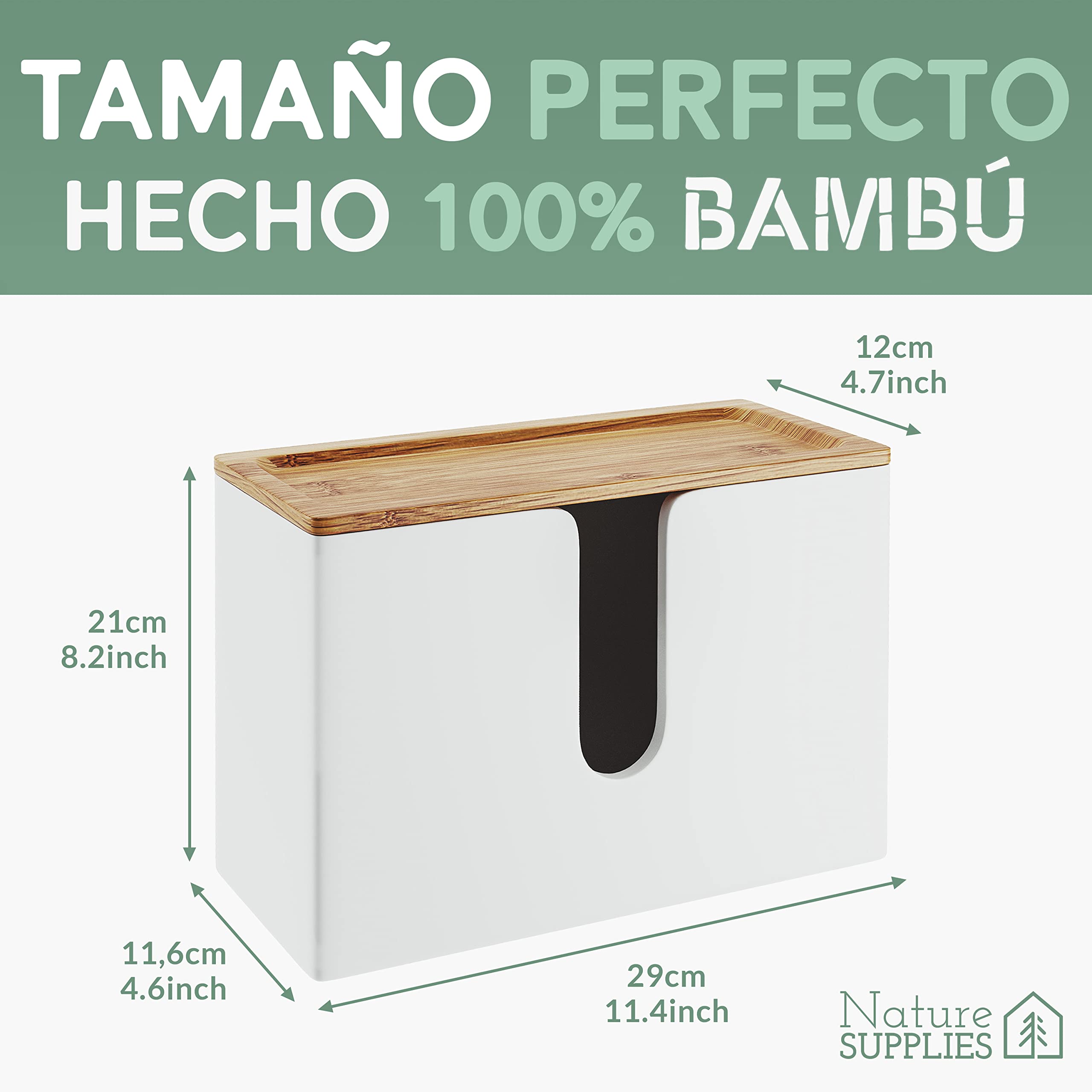 Nature Supplies Dispensador de Toallas de Madera de Bambú para Papel Secamanos Plegadas en C, Z e Intercaladas