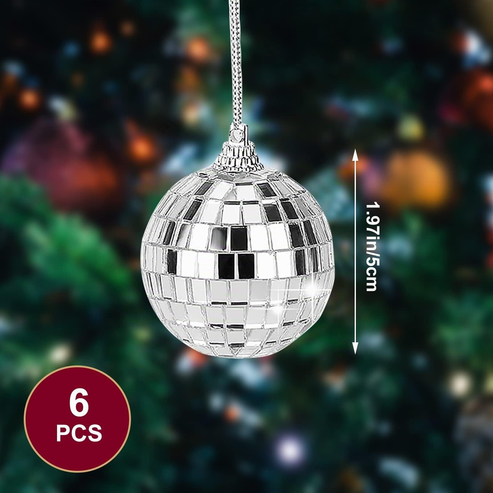 Petites Boules à Facettes 6 Pièces - Boule Disco Miroir 5cm Mini Argent pour Disco Fever Années Bar Fête Sapin De Noël