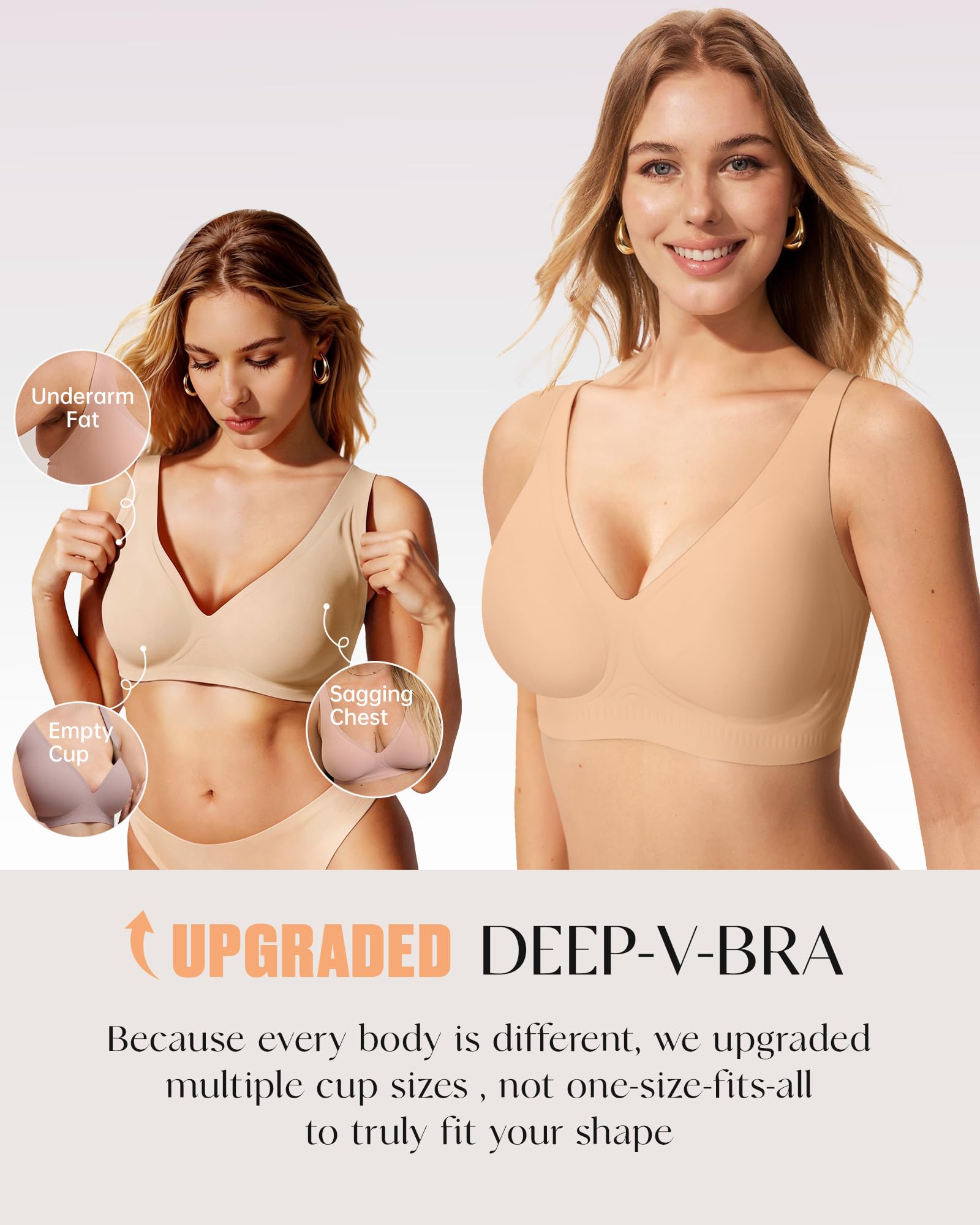 LetsJoli 2026 Jelly Bras for Women No Underwire Upgrade Wireless Deep V Seamless Push Up Plunge Comfortable Bralettes — view 4