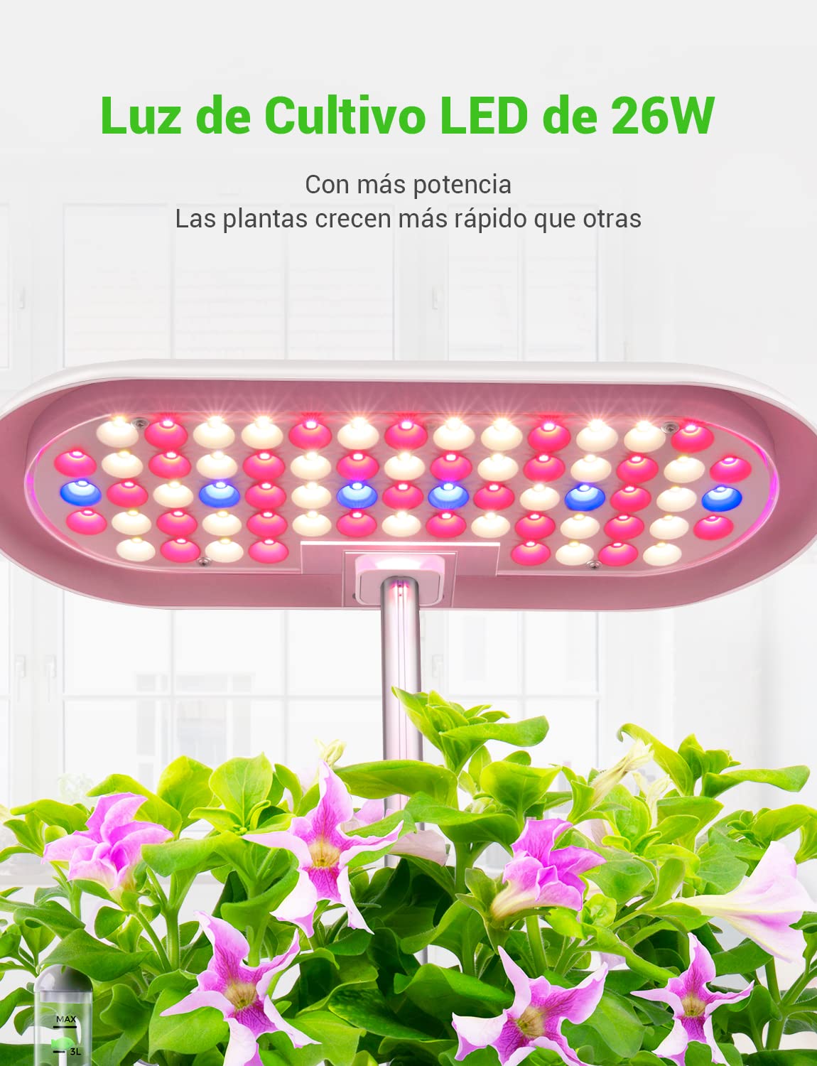 Sistema de Cultivo Hidropónico Kit de Cultivo Interior con Iluminación LED Automática, Huerto Interior con Temporizador Automático, Altura Ajustable (12 Vainas)
