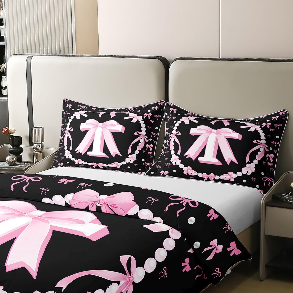 Homemissing Girls Schwarz Initial Bettwäsche Set 220x240cm 100% Baumwolle