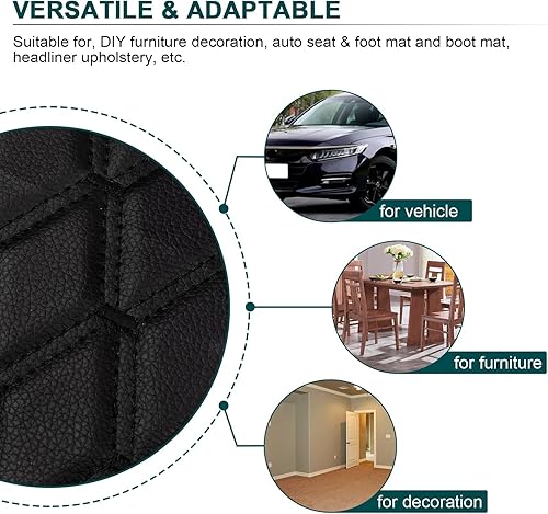 Miniatura 6 de Tela acolchada de vinilo de piel sintética de 1 yarda con respaldo de espuma de 0.27 pulgadas, material de cuero de 63 pulgadas de ancho para