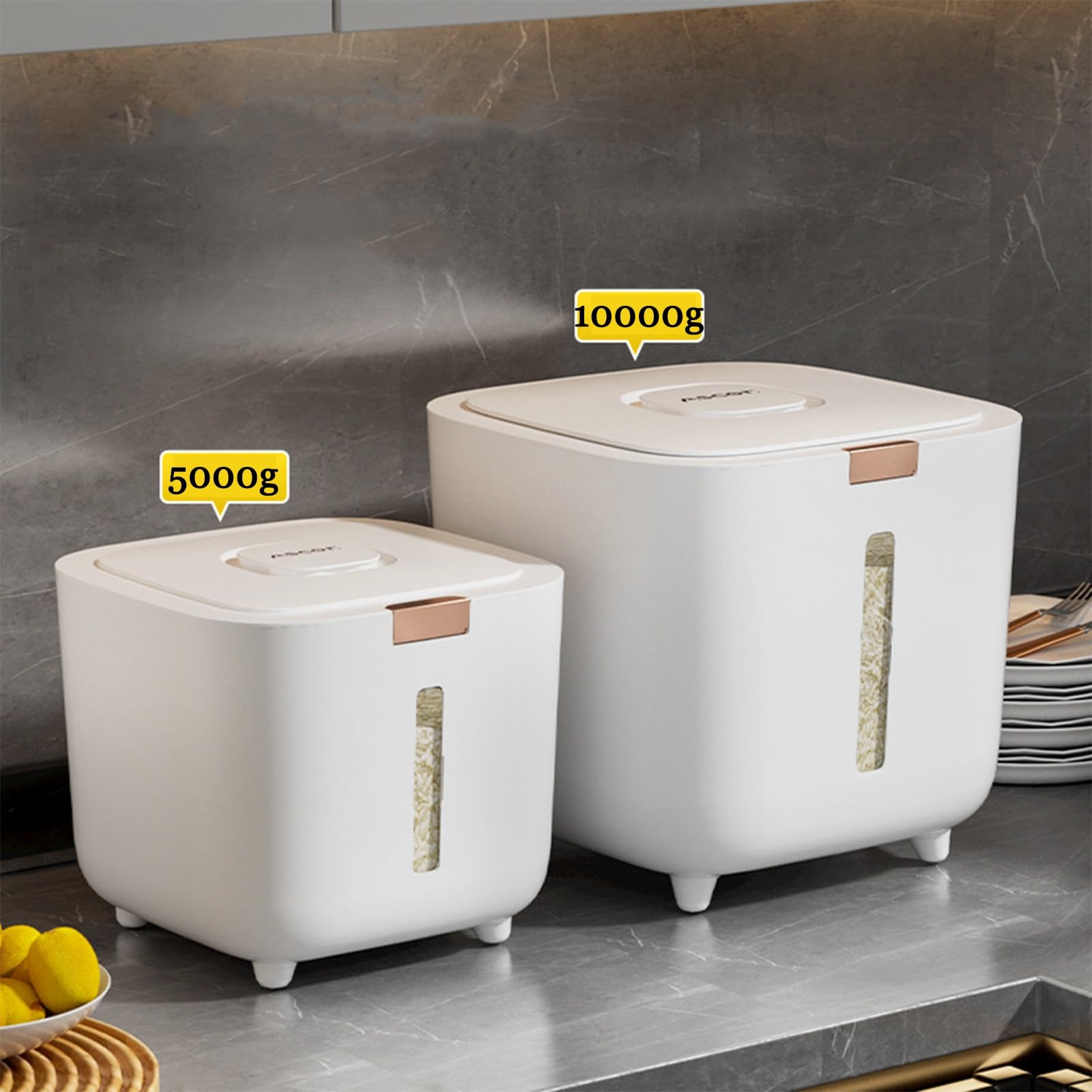 Contenitore per riso, secchio per riso domestico, contenitore per cereali con coperchio, ermetico, contenitore per riso, barattolo di riso, barile di stoccaggio sigillato, per cibo secco, riso, cibo