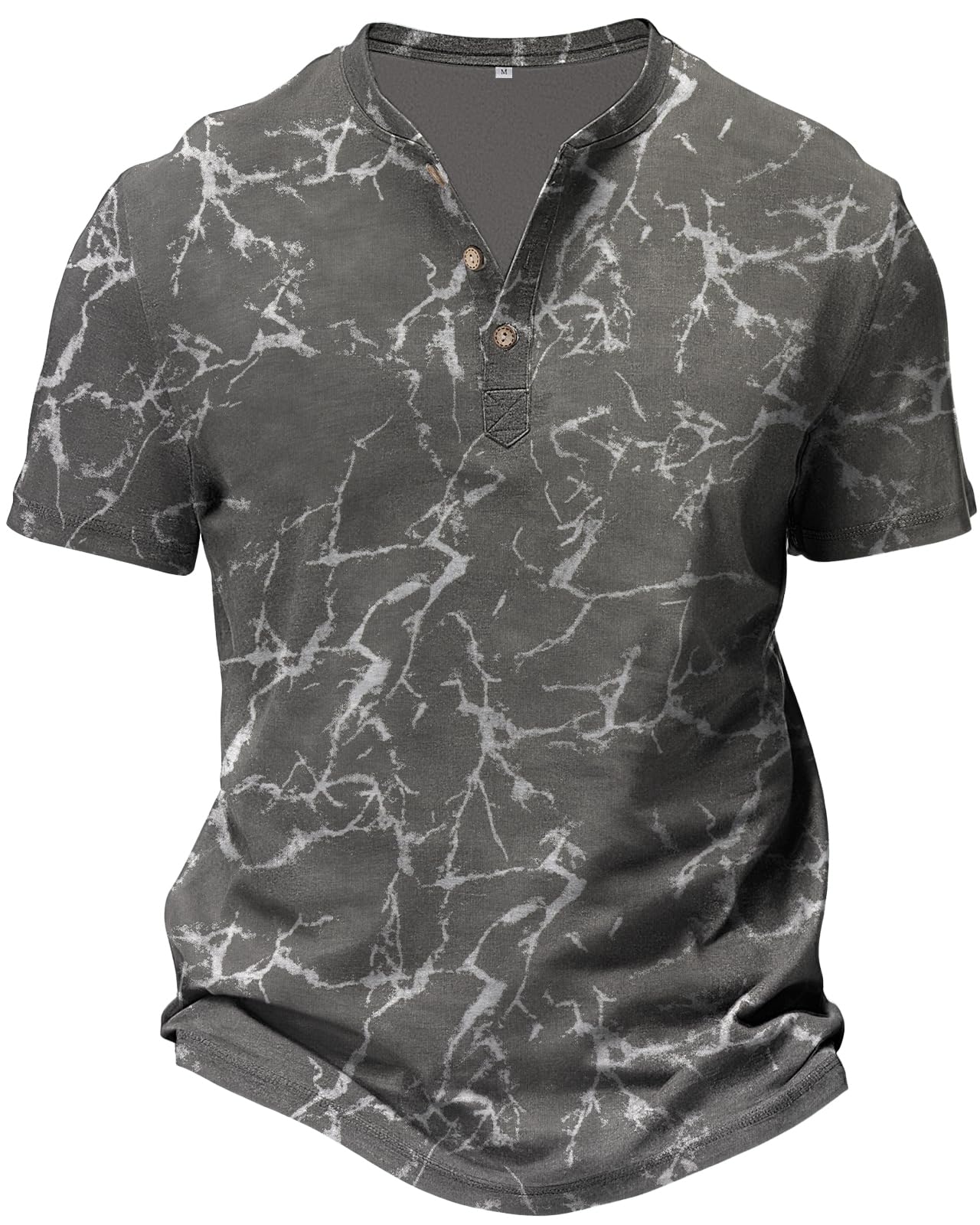 HMIYA Hemd Herren 100% Baumwolle Vintage Henley Shirt Kurzarm T-Shirts für Herren Sommerhemd Beiläufig Männer