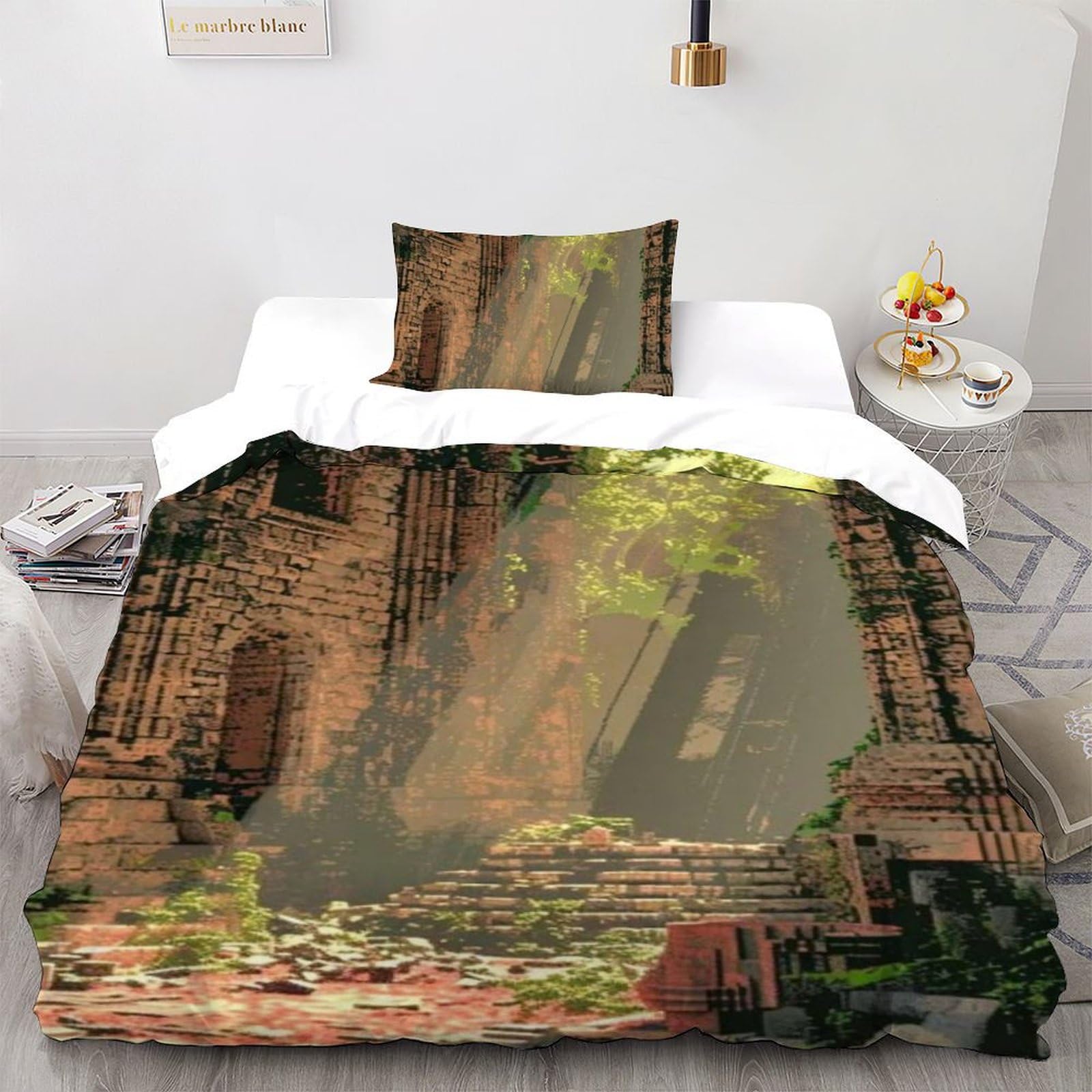 Housse de couette literie microfibre 135x200 imprimé 3D avec taies