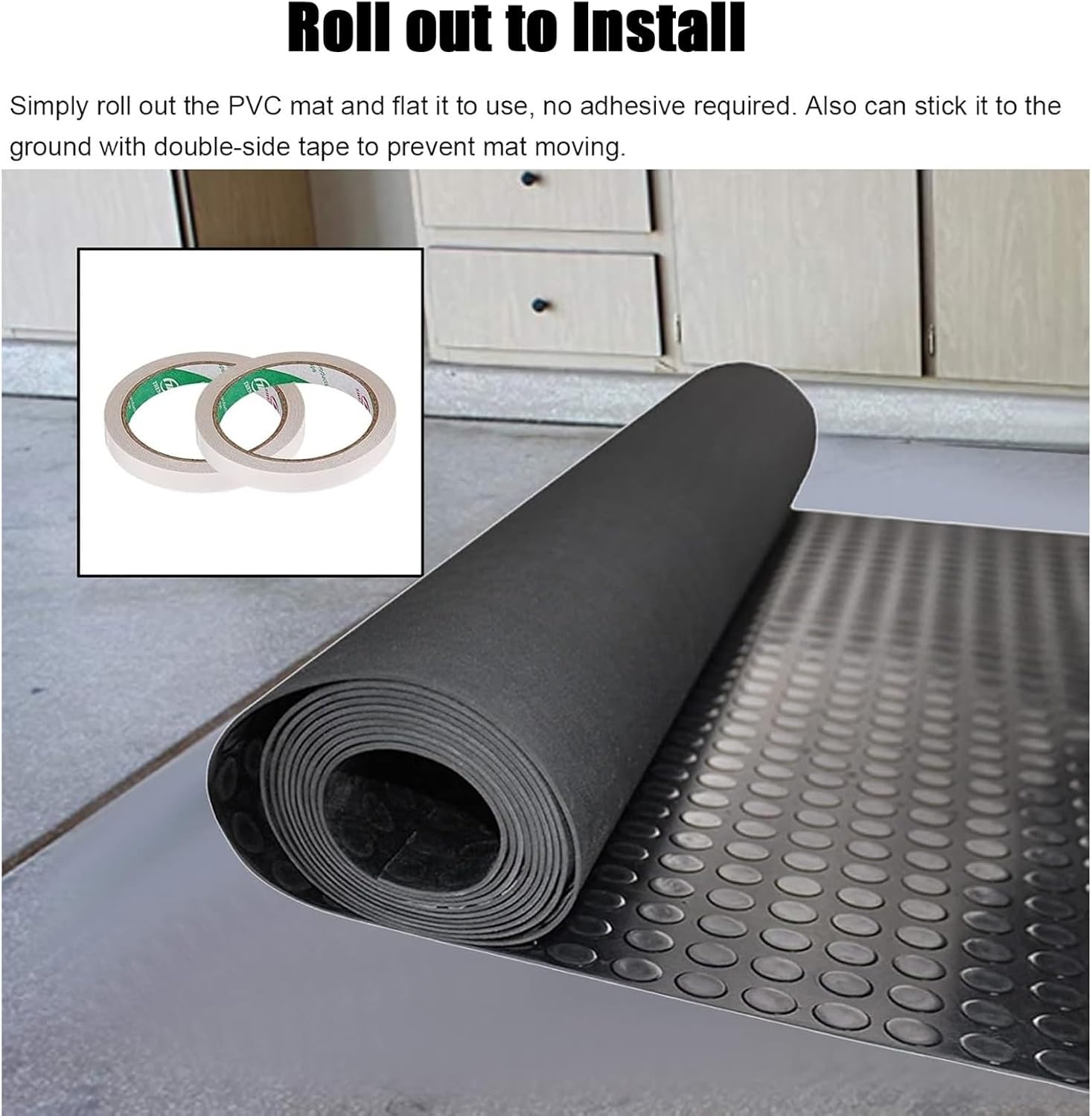 Non-Slip Rubber Floor Mats Roll - Coin Pattern, Durable Gym/Industry/Entrance Mats, Multiple Sizes 2ft to 20ft - Ideal for Home, Garage, and Parking Areas