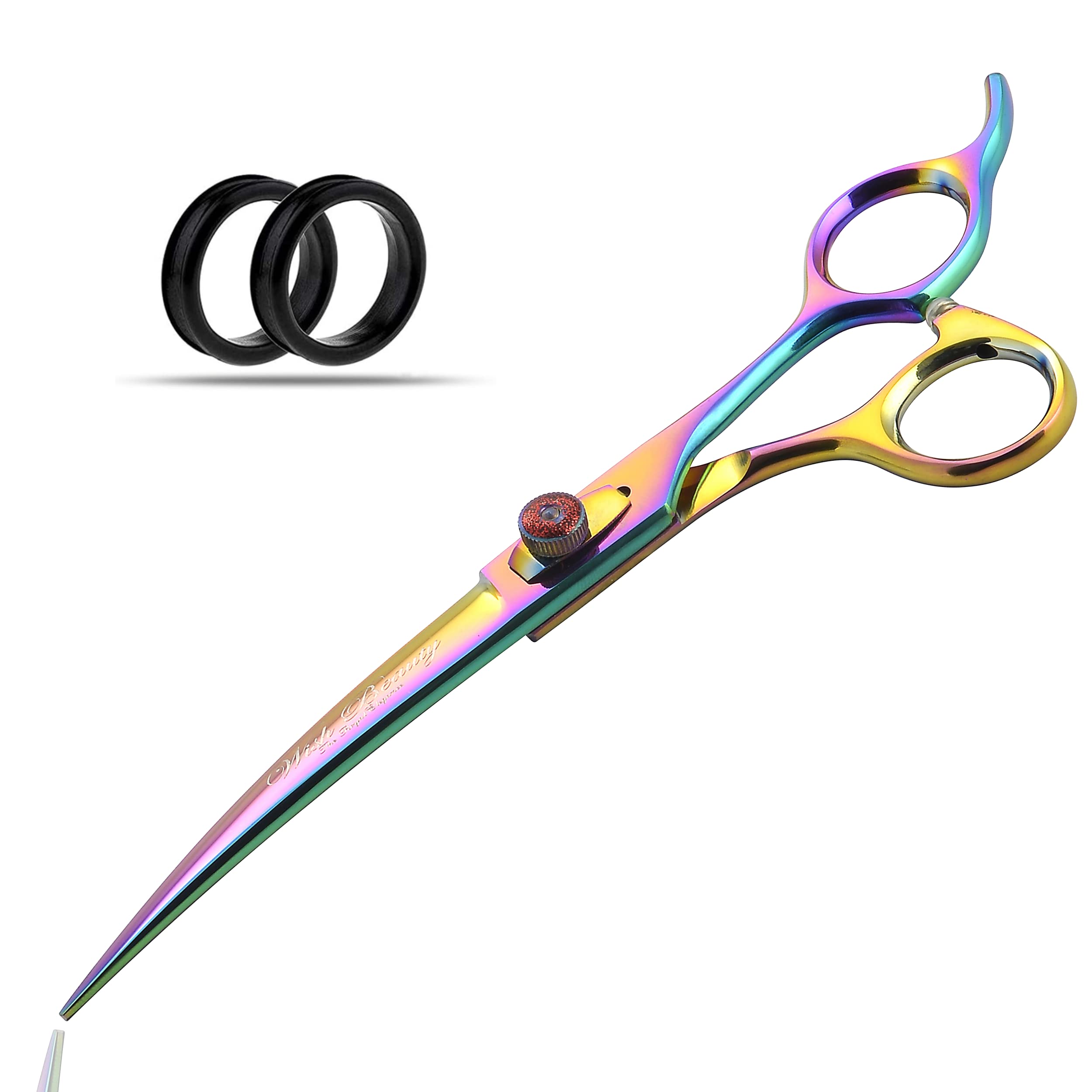 Glamified , Glam Rainbow Wishbeauty 7.5-Inch Professional Pet Grooming Scissors – 440C Japanese Steel Shears (, Curved)