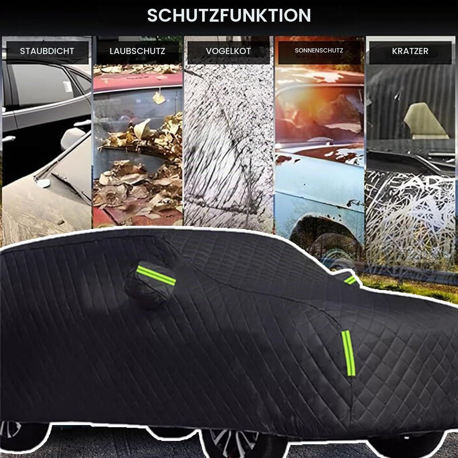 Hagelschutzplane Auto für Dacia Bigster（2024-2025） Hagel Abdeckung Outdoor Abdeckplane,5-lagige Verdickung Allwetter-Wasserdicht UV-Schutz Hagelschutz Hagelschaden Autoabdeckung,Schwarz-DT