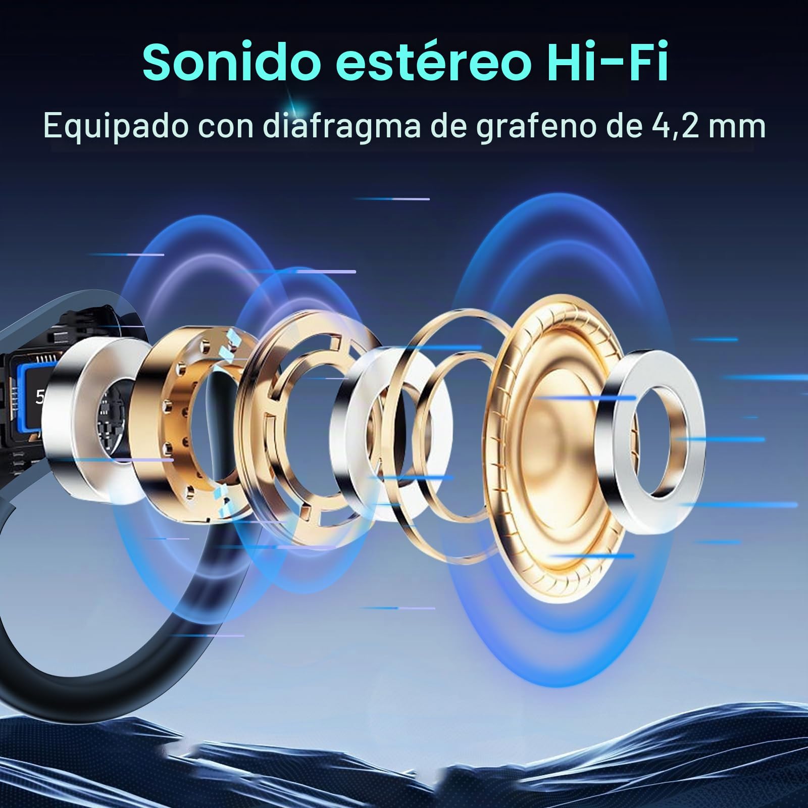 AI Auriculares Traductor, 164 Idiomas y 6 Modos de Traducción, Bluetooth 5.4 con ENC y App con para Viajes/Negocios/Aprendizaje/Reunirse Azul