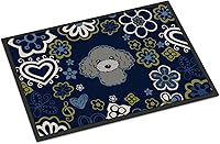 Vista 45 de Caroline's Treasures BB1449JMAT - Tapete de bienvenida de carlino negro, 24 x 36 pulgadas, tapete azul para puerta delantera, para interiores