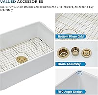 Vista 38 de 36 Farm Sink White - Fulorni 36"x20" Farmhouse Kitchen Sink Flat Apron Front White Ceramic Porcelain Fireclay Deep Single Bowl Farmer Kitchen Sink