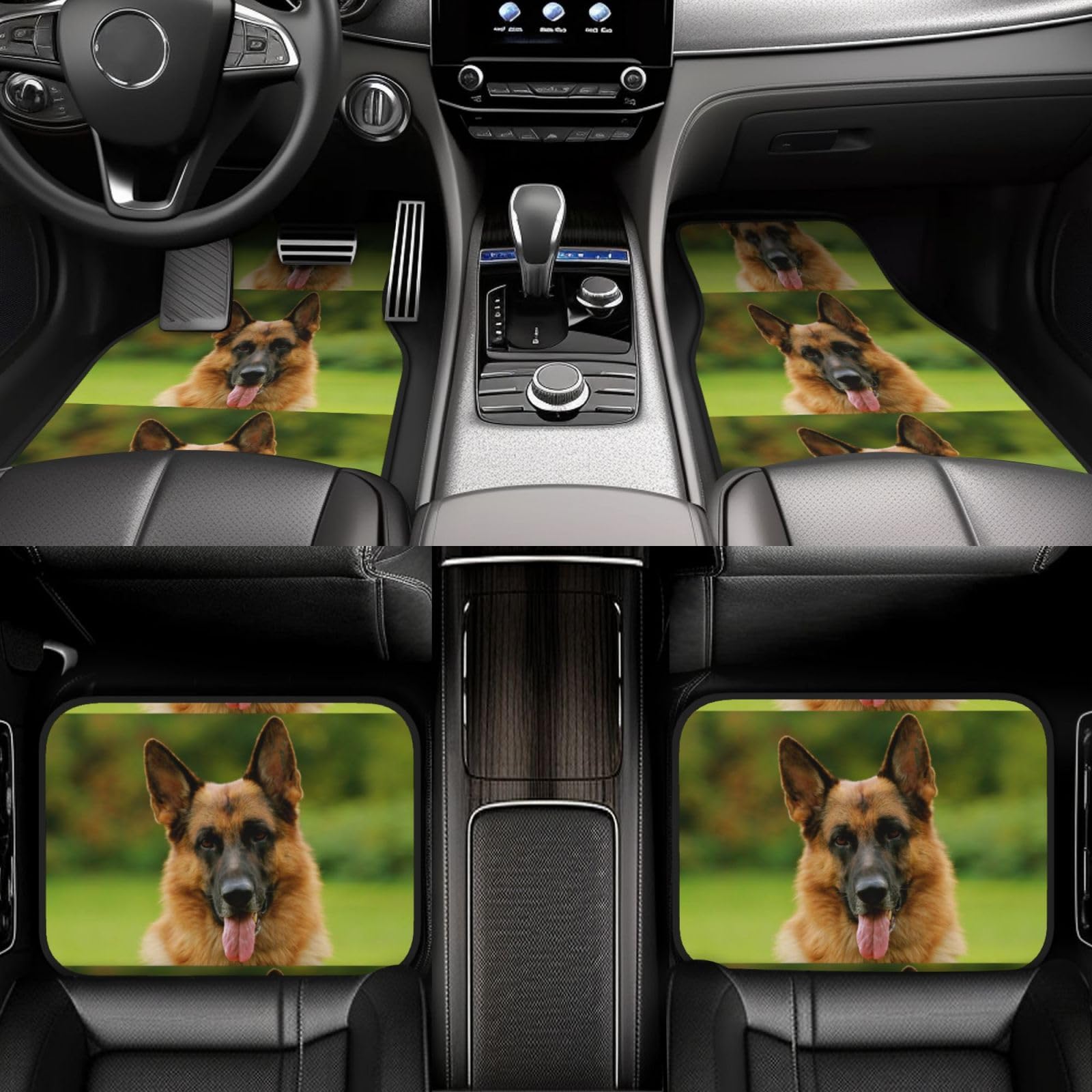 Fröhlicher Deutscher Schäferhund (gedruckt), 4er-Set Auto-Fußmatten, Neopren-Fußmatten für Fahrzeuge, rutschfeste Auto-Fußmatten, Autozubehör