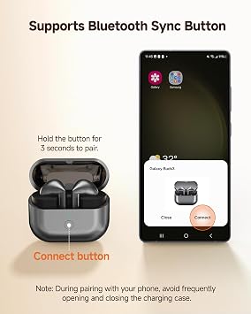 Wireless Charging Case Compatible with Samsung Galaxy Buds 3, Support Wireless and Wired Charging, Replacement Charger Case for Galaxy Buds 3 with Bluetooth Pairing Sync Button (Earbuds Not Included)
