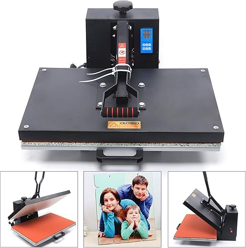 Miniatura 7 de Máquina de prensa de calor de 110 V, 16 x 24 pulgadas, pantalla LCD digital, máquina de prensa de calor plana, máquina de transferencia de calor