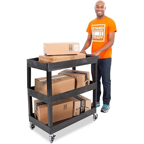 Stand Steady Tubstr 3-Shelf Utility Push Cart
