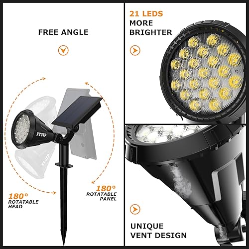 Miniatura 7 de XTGTP Luces solares para exteriores, iluminación solar decorativa 2 en 1 para exteriores, IP67 impermeable, luz de jardín, decoración de caminos,
