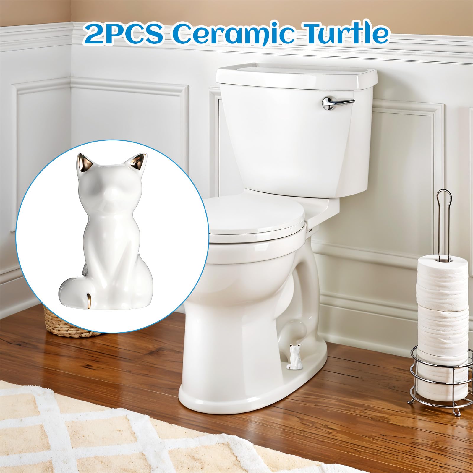 2-Pack Cute Cartoon Animal Toilet Bolt Covers – Resin Floor Bolt Caps, Snap-On Installation, Fun Bathroom Decor