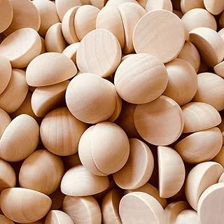 100pcs Half Wood Balls Unfinished Natural Half Ball Split Wood Balls for DIY Projects and Craft Supplies (20mm)