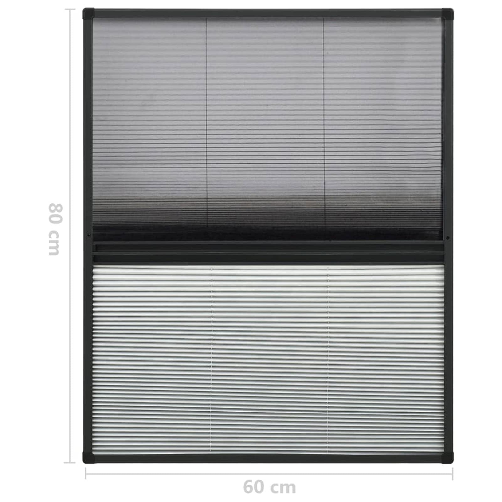 Tidyard Insektenschutz mit Jalousie Plissee für Fenster Fliegengitter Dachfenster Mückenschutz Sonnenschutz Sichtschutz Aluminium 60x80cm