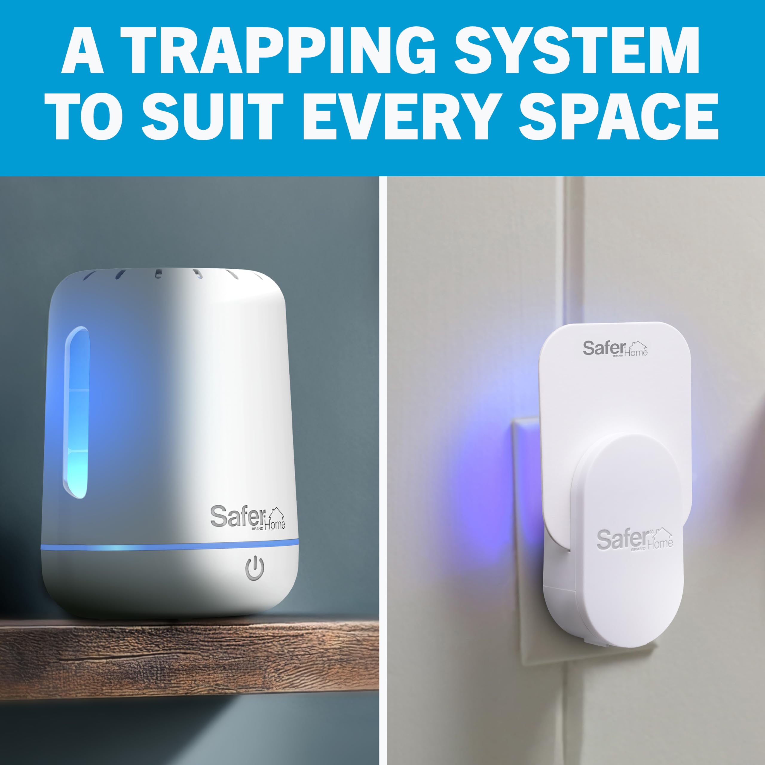 Safer Home Catch - Trappola wireless per insetti volanti a 360°, luce LED UV, senza sostanze chimiche, batteria ricaricabile da 10 giorni, trappole efficaci per mosche di frutta per interni, trappole